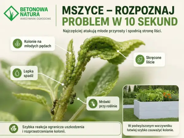 Kolonie mszyc na młodych pędach, lepka spadź i skręcone liście to znaki, jak wygląda mszyca. Mrówki przy roślinie też ją zdradzają.