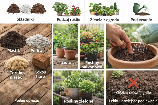 Różne rodzaje ziemi kwiatowej: składniki, rośliny, podlewanie. Lekka ziemia ułatwia podlewanie.